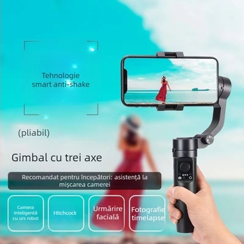 Stabilizator cu trei axe pentru telefon — gimbal PTZ portabil cu rotire 360°, Bluetooth, compatibil cu telefonul mobil, plastic ABS