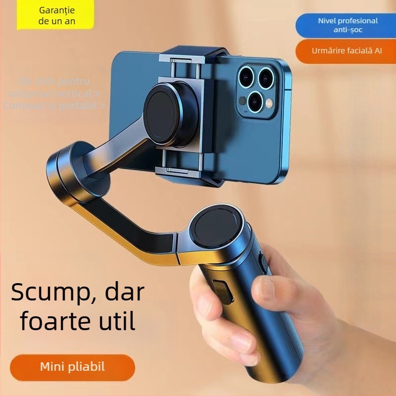 Stabilizator cu trei axe pentru telefon — gimbal PTZ portabil cu rotire 360°, Bluetooth, compatibil cu telefonul mobil, plastic ABS