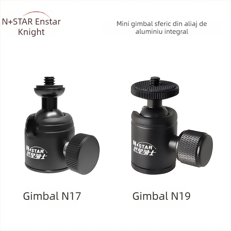 N-Star gimbal portabil multifuncțional pentru cameră/telefon cu rotație orizontală 360° și verticală 90°, montaj prin șurub, aliaj de aluminiu, universal pentru filmare în interior/exterior