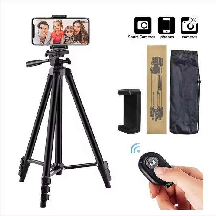 Tripod pentru cameră mirrorless și smartphone, aliaj de aluminiu, 4 secțiuni, 3D gimbal, încărcare 1–3,5 kg