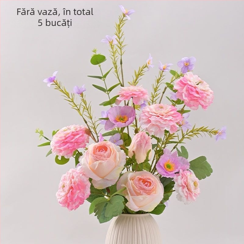 Buchet artificial de trandafiri - sârmă, lucrat manual, serigrafie și turnare prin injecție, varietate: trandafir, decor de nuntă