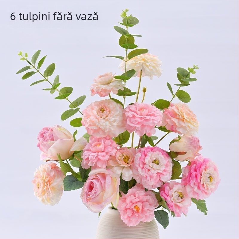 Buchet artificial de trandafiri - sârmă, lucrat manual, serigrafie și turnare prin injecție, varietate: trandafir, decor de nuntă