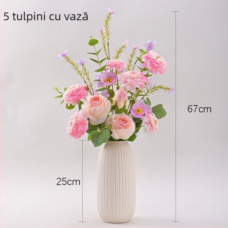 Buchet artificial de trandafiri - sârmă, lucrat manual, serigrafie și turnare prin injecție, varietate: trandafir, decor de nuntă