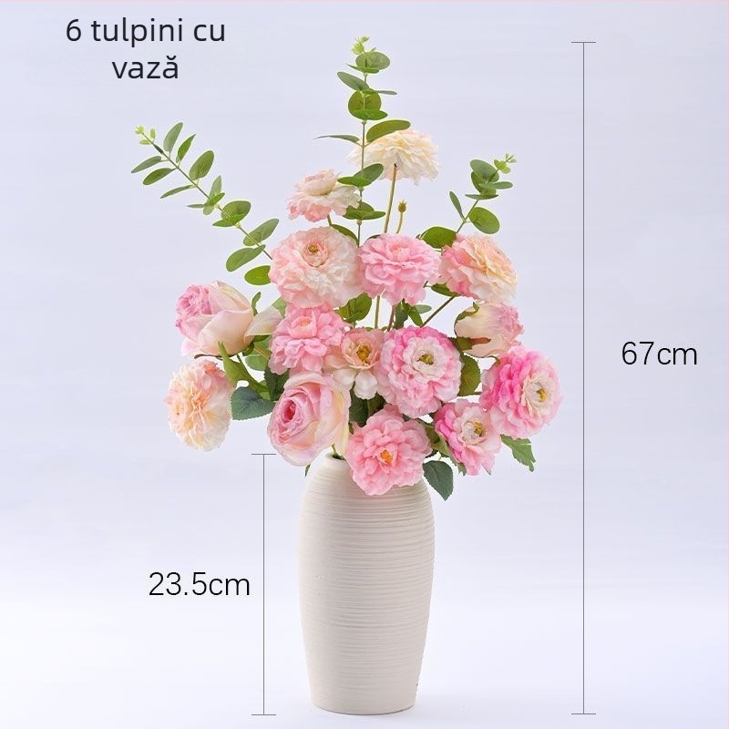 Buchet artificial de trandafiri - sârmă, lucrat manual, serigrafie și turnare prin injecție, varietate: trandafir, decor de nuntă