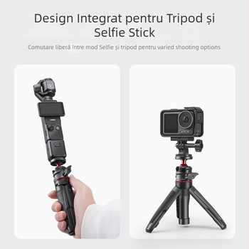 Pocket 3 Mini Trepied Retractabil – Trepied de mână cu extensie telescopic în 3 secțiuni, ABS+metal, cap cu bilă, sarcină 2–5 kg, pentru DJI Action 5 Pro/4/3
