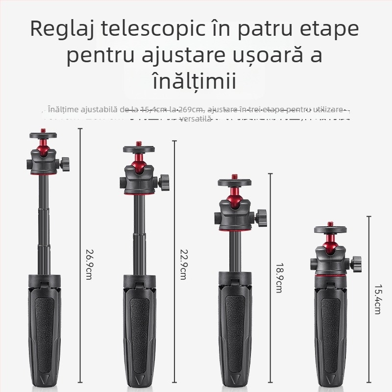 Pocket 3 Mini Trepied Retractabil – Trepied de mână cu extensie telescopic în 3 secțiuni, ABS+metal, cap cu bilă, sarcină 2–5 kg, pentru DJI Action 5 Pro/4/3
