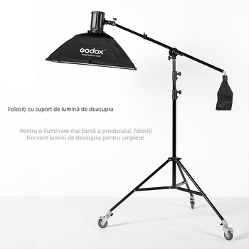 Zhijie adaptor pentru suport de lampă fotografic cu roată universală, platformă cantilever și braț transversal (310 g)