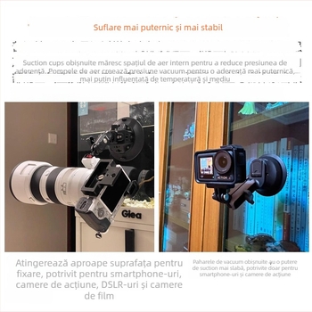 Suport auto cu ventuză, braț extensibil multifuncțional pentru telefon, cameră de acțiune și cameră mirrorless
