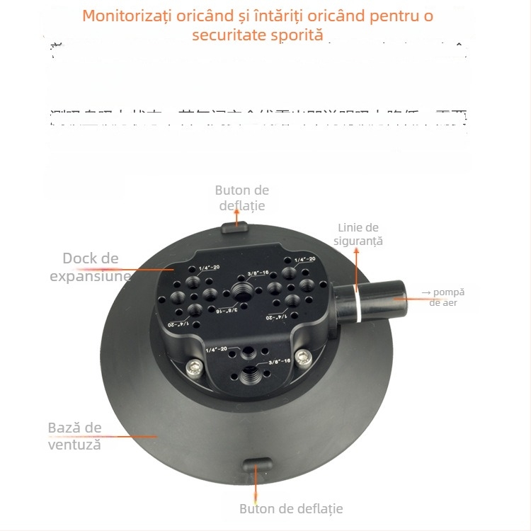 Suport auto cu ventuză, braț extensibil multifuncțional pentru telefon, cameră de acțiune și cameră mirrorless