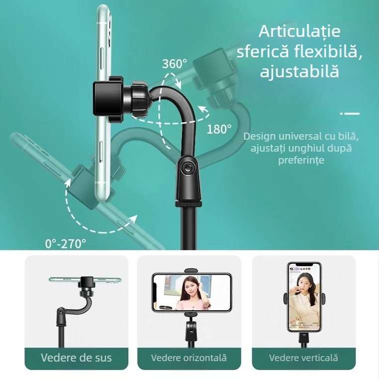 Suport de birou pentru telefonul mobil, reglabil, ABS, design simplu, pentru fotografie și streaming live