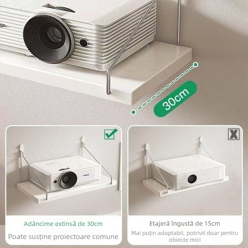Suport de proiector pe perete – fără găuri, etajeră de perete pentru lângă pat și sufragerie, înălțime de lucru reglabilă