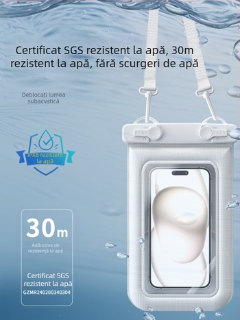 Husă impermeabilă pentru telefon cu două cârlige, design burete, capacitate mare pentru activități în aer liber