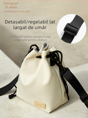 Geantă pentru aparat foto cu compartiment pentru obiective, ușoară, crossbody, material Oxford, pentru Fuji și Canon, curea cu pernă de aer, depozitare acasă