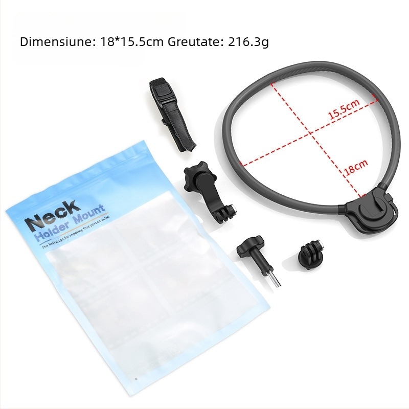 peoolo Halter necklace holder — Suport de gât cu eliberare rapidă pentru camere sportive și telefoane mobile, silicon, personalizare logo