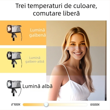 Lumină portabilă pentru fotografie 100W cu COB, bi-color 2700K–7500K, 220V, reglaj intensitate