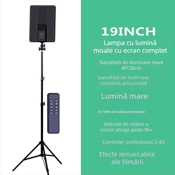 KJX-soft light Lampa profesională de fotografie, cu trei LEDuri de 100W, temperatură de culoare 3200–5700K, intensitate reglabilă, 110–220V