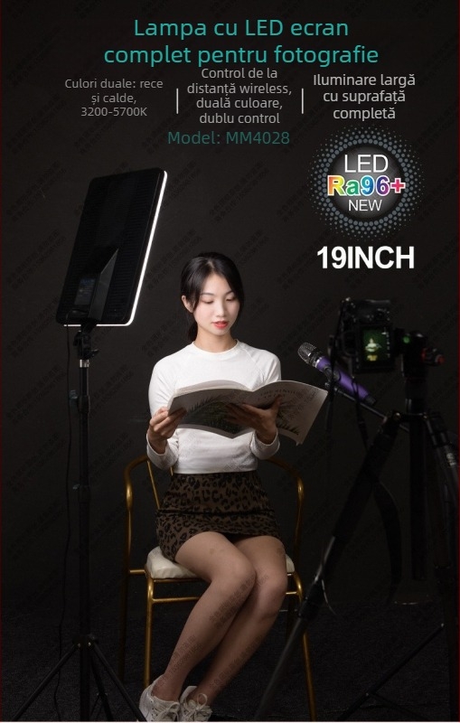 KJX-soft light Lampa profesională de fotografie, cu trei LEDuri de 100W, temperatură de culoare 3200–5700K, intensitate reglabilă, 110–220V