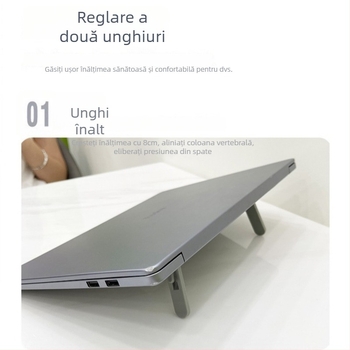 Suport pentru laptop și tabletă - pliabil, din plastic, reglaj înălțime în două trepte, suport de răcire