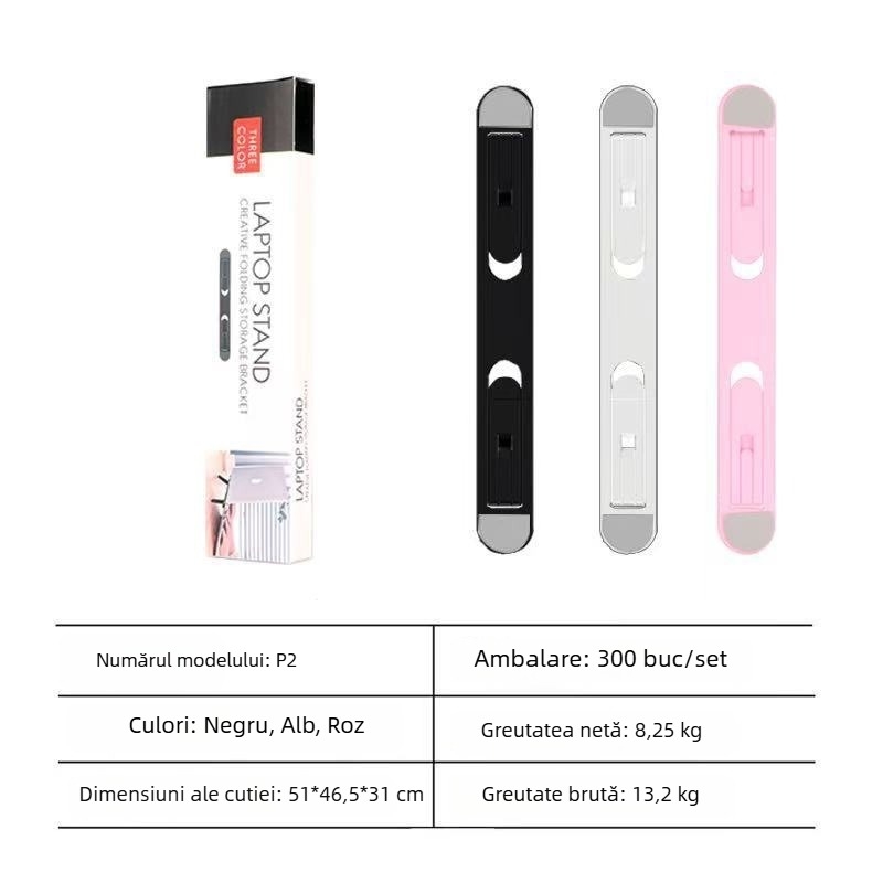 Suport pentru laptop și tabletă - pliabil, din plastic, reglaj înălțime în două trepte, suport de răcire