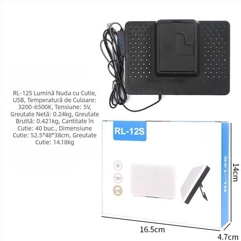 Iluminare LED de studio profesional pentru fotografie – PB300W, 50W, 220V, reglabil, rază 3 m