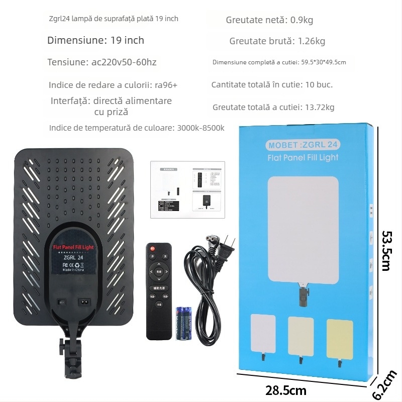 Iluminare LED de studio profesional pentru fotografie – PB300W, 50W, 220V, reglabil, rază 3 m