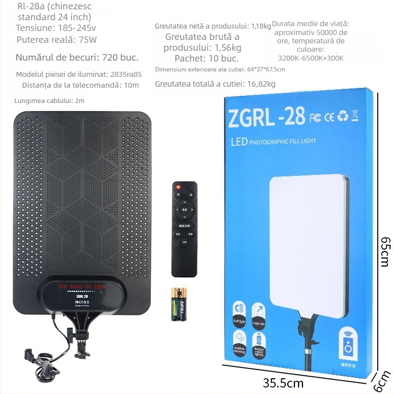 Iluminare LED de studio profesional pentru fotografie – PB300W, 50W, 220V, reglabil, rază 3 m