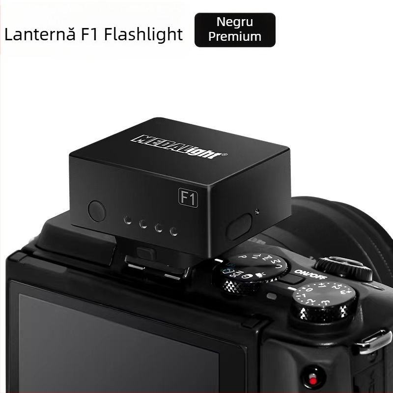 Medalight F1 Mini bliț extern — compact, portabil, compatibil cu hot-shoe universal pentru camere DSLR/mirrorless (Fără sursă de alimentare proprie; luminozitatea nereglabilă)