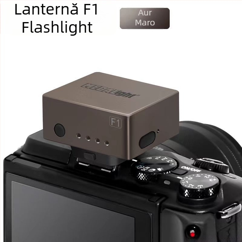 Medalight F1 Mini bliț extern — compact, portabil, compatibil cu hot-shoe universal pentru camere DSLR/mirrorless (Fără sursă de alimentare proprie; luminozitatea nereglabilă)