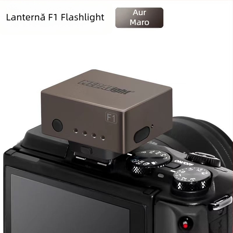 Medalight F1 Mini bliț extern — compact, portabil, compatibil cu hot-shoe universal pentru camere DSLR/mirrorless (Fără sursă de alimentare proprie; luminozitatea nereglabilă)
