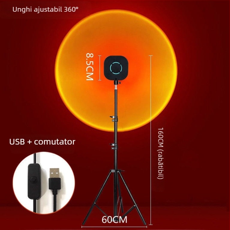 Lampa de atmosferă Sunset cu proiecție, reglabilă, montaj pe perete, alimentare AC