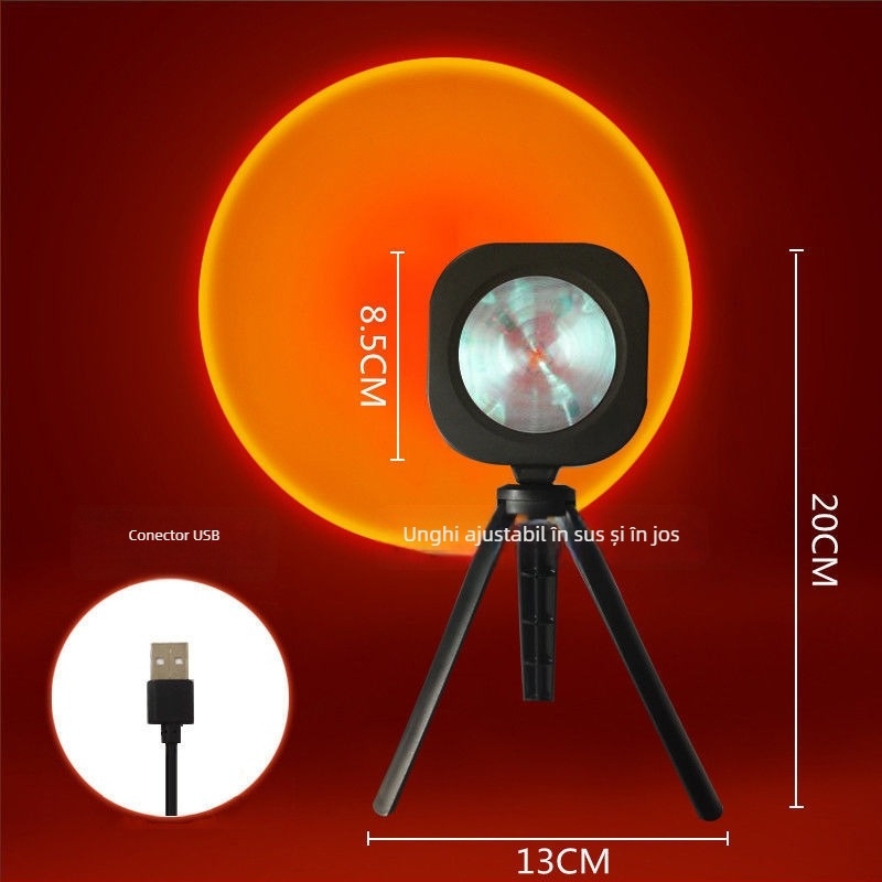 Lampa de atmosferă Sunset cu proiecție, reglabilă, montaj pe perete, alimentare AC