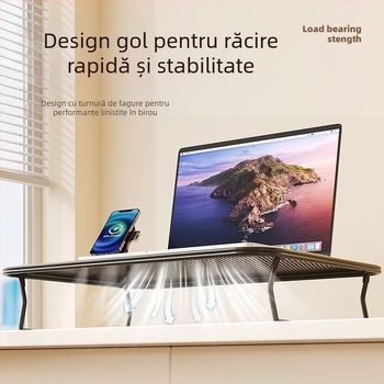 Suport pentru laptop, din fier, tip rotativ, bază de răcire, suport de înălțare pentru birou acasă