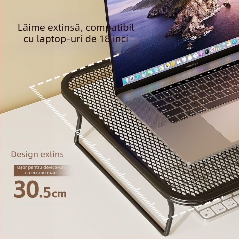 Suport pentru laptop, din fier, tip rotativ, bază de răcire, suport de înălțare pentru birou acasă