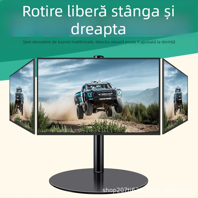 Suport pentru monitor de birou cu rotire 360°, montaj fără găuri, bază de ridicare pentru birou
