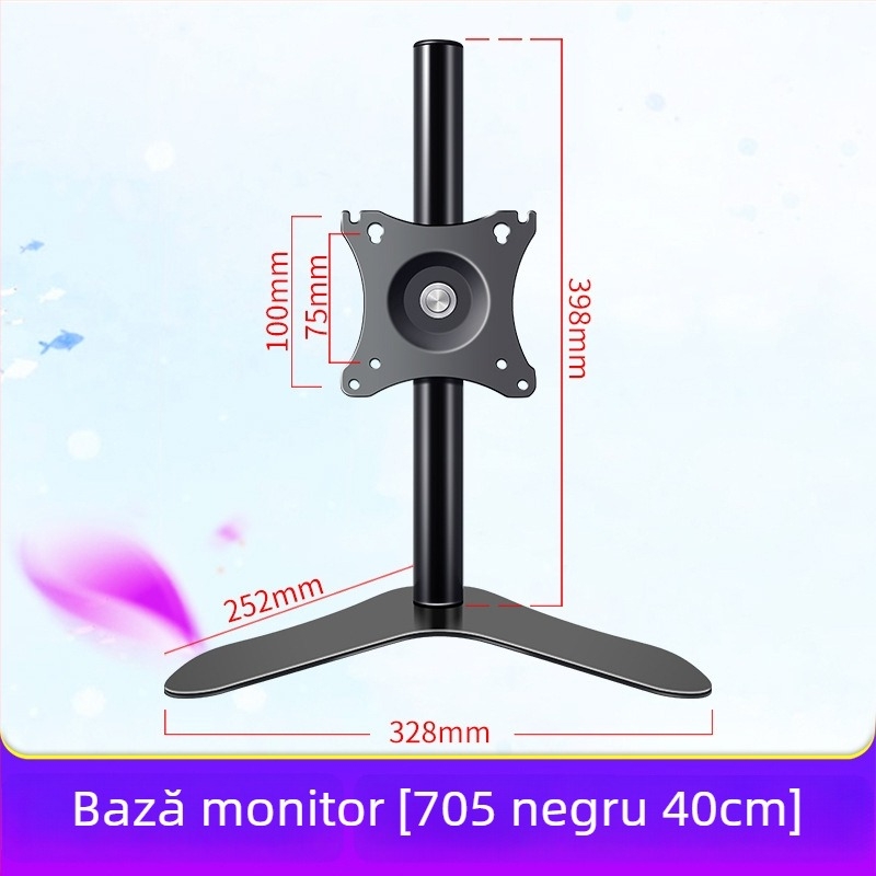 Suport pentru monitor de birou cu rotire 360°, montaj fără găuri, bază de ridicare pentru birou