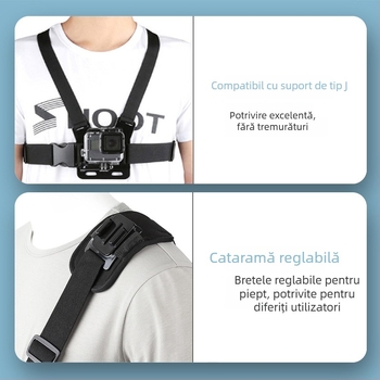 Suport fix pentru curea de umăr cu braț de 360° pentru camere sportive; material: țesătură + plastic; compatibil cu toate camerele sportive; marcă Neutral