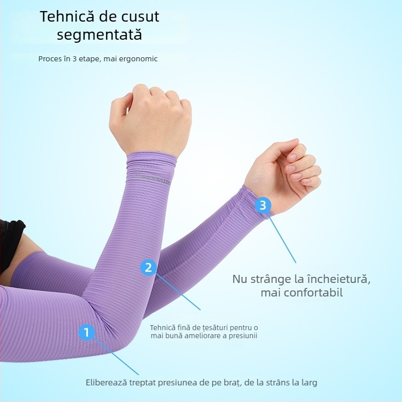 Manșete pentru braț unisex, model în dungi, respirabile, protecție UV, material poliester