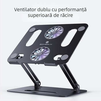 Suport de răcire pentru laptop, din aliaj de aluminiu, model P43F, compatibil cu laptopuri/tablete de 14–17,3 inchi, greutate 853 g, tip ridicare