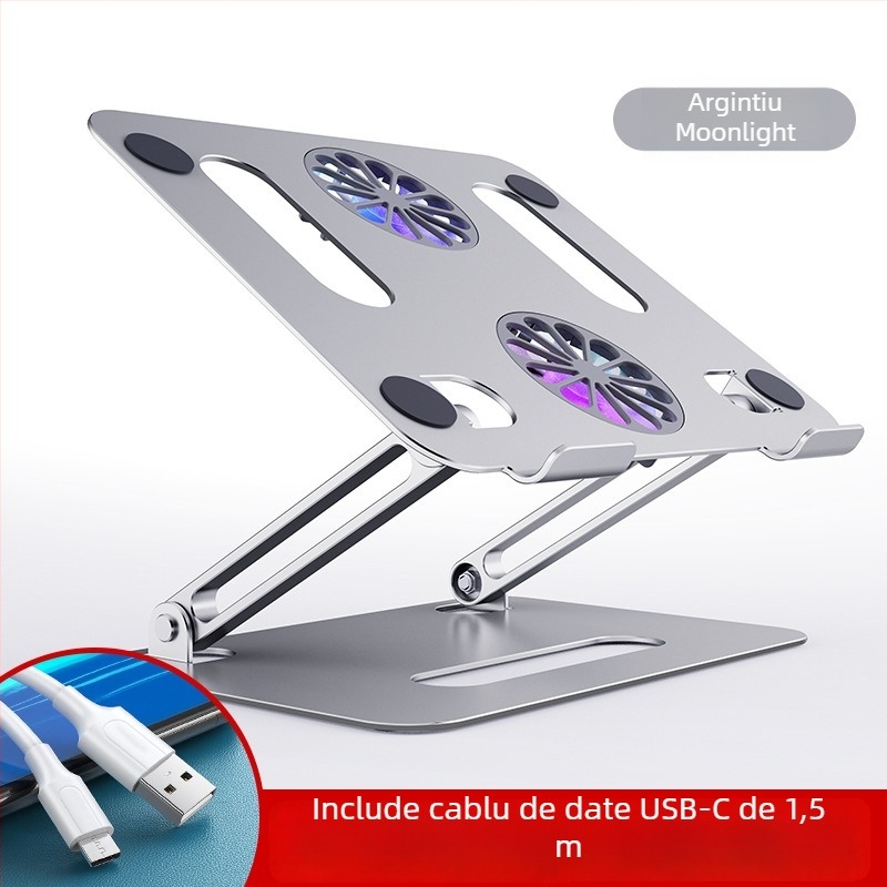 Suport de răcire pentru laptop, din aliaj de aluminiu, model P43F, compatibil cu laptopuri/tablete de 14–17,3 inchi, greutate 853 g, tip ridicare