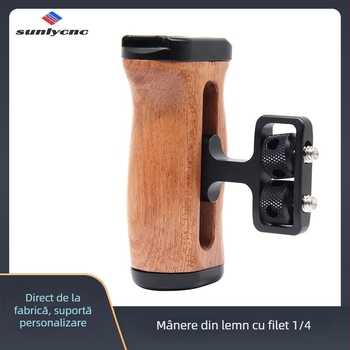 Mâner din lemn pentru cameră SLR – aliaj de aluminiu, filet 1/4, detaliu Rosewood
