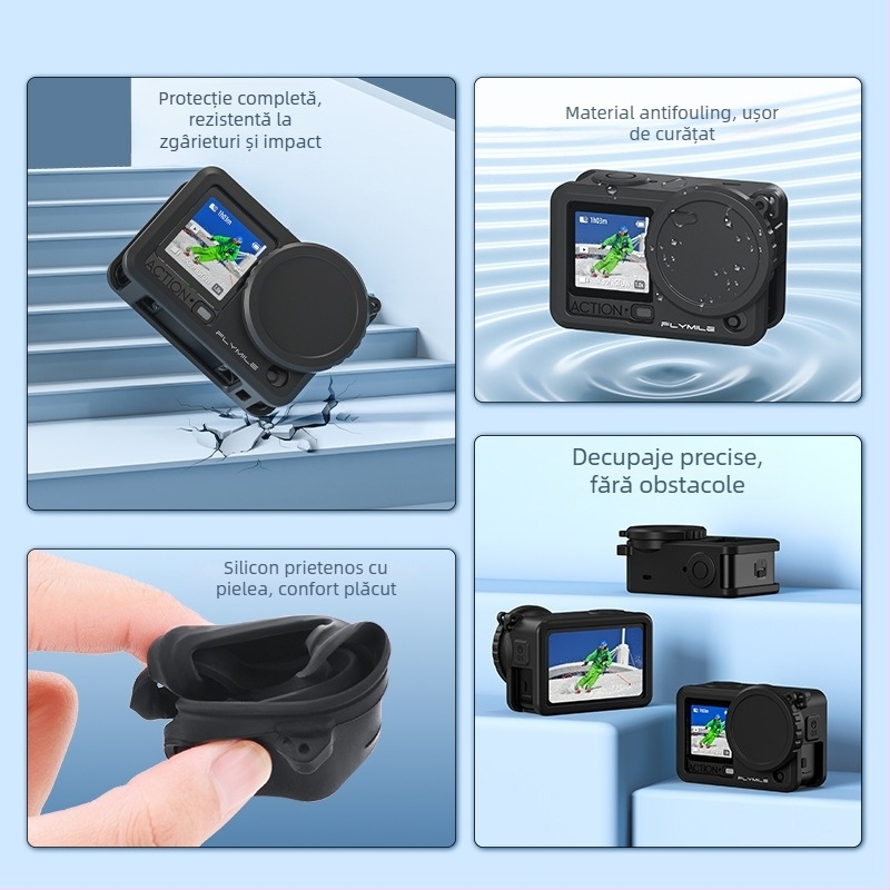 Flymile husă silicon pentru DJI Osmo Action 6, protecție a obiectivului și carcasă anti-cădere