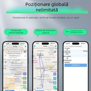 F18B GPS Tracker pentru animale de companie, genți și vehicule — Urmărire globală, Navigație pe hartă, Asociere multiplă a utilizatorilor, Redare sunet, Atașare la breloc