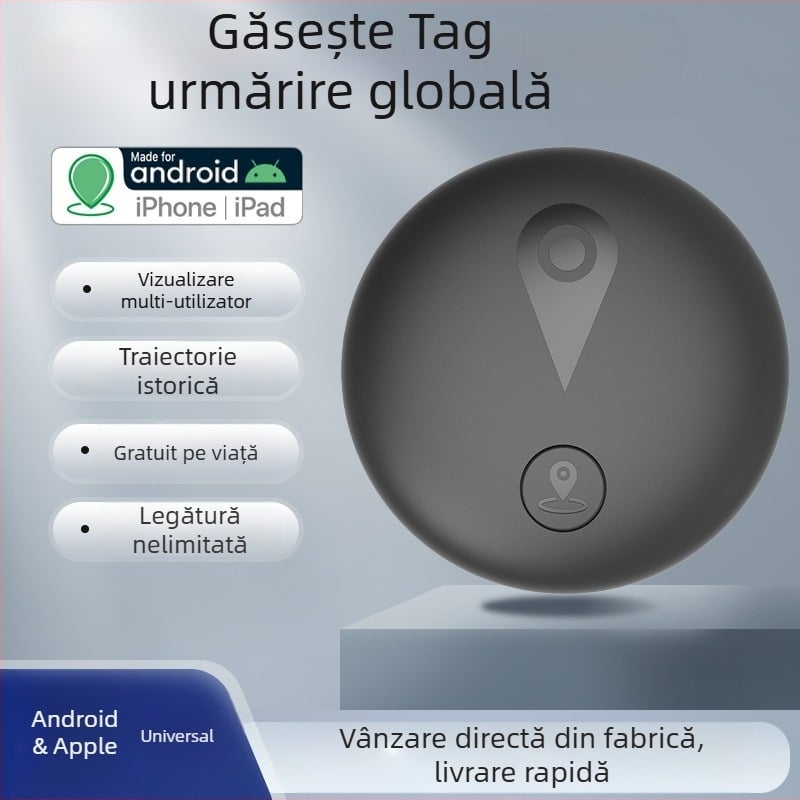 F18B GPS Tracker pentru animale de companie, genți și vehicule — Urmărire globală, Navigație pe hartă, Asociere multiplă a utilizatorilor, Redare sunet, Atașare la breloc