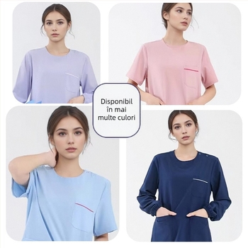 Set unisex scrubs medical cu decolteu în V, material poliester/elastan, cu proprietăți de evacuare a umezelii, mâneci lungi, toamnă 2025