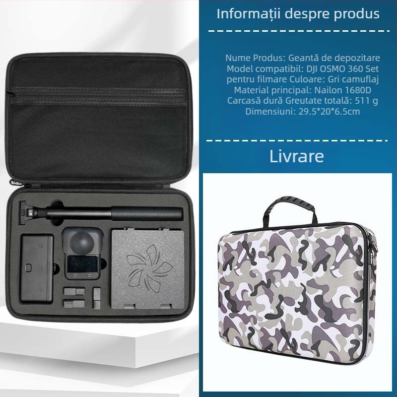 Husă de depozitare pentru DJI Osmo360 Cameră Panoramică – carcasă EVA dură, nailon, Strange leaves