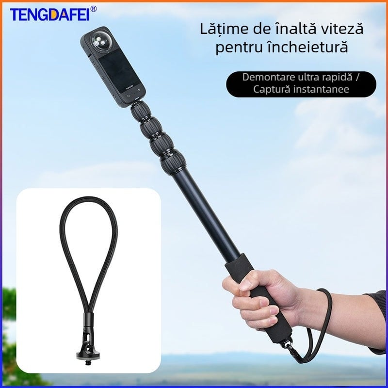 Bandă pentru cameră de acțiune Insta360 X4/AcePro/X5/Go3/RS – poliester cu cataramă metalică, sfoară anti-pierdere, imprimare logo personalizat