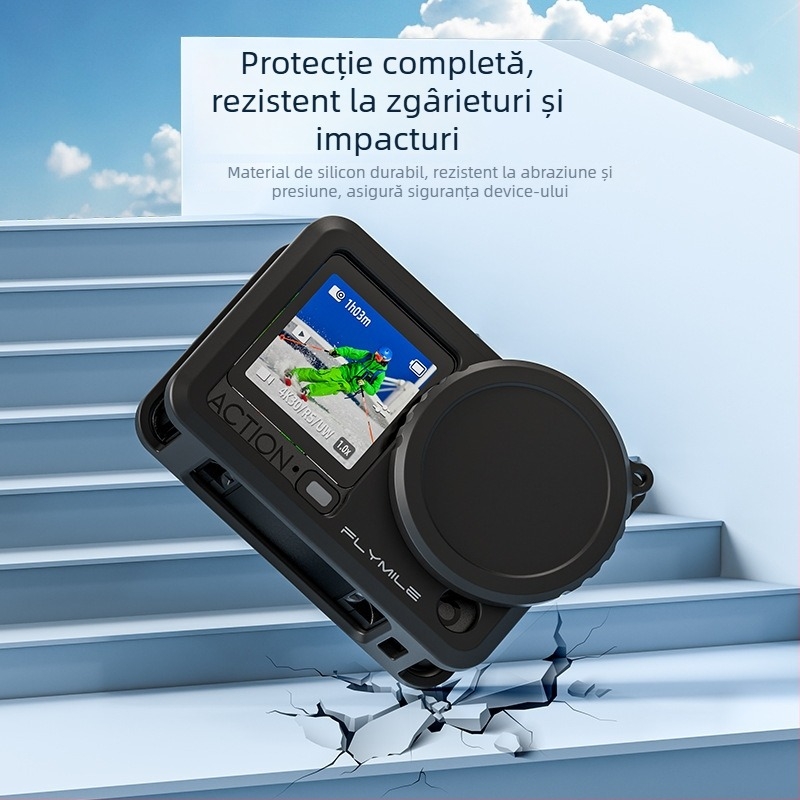 Husă din silicon pentru DJI Action 6 cu protecție a obiectivului, absorbție a șocurilor și protecție anti-cadere — Greutate 14,7 g