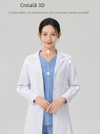 Halat medical cu căptușeală de fleece, unisex, anti-static, mâneci lungi, lungimea halatului 80–100 cm