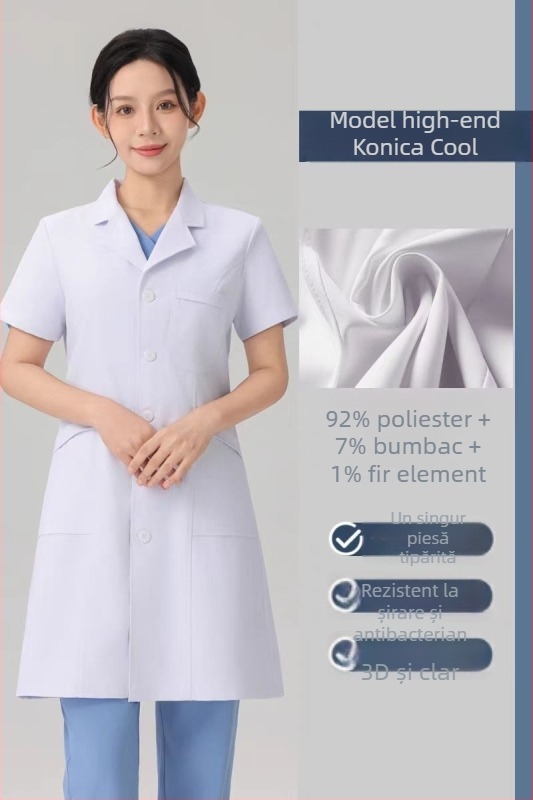 Halat medical cu căptușeală de fleece, unisex, anti-static, mâneci lungi, lungimea halatului 80–100 cm