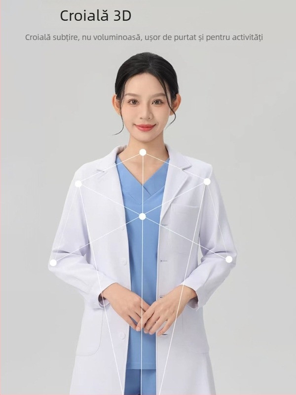 Halat medical cu căptușeală de fleece, unisex, anti-static, mâneci lungi, lungimea halatului 80–100 cm